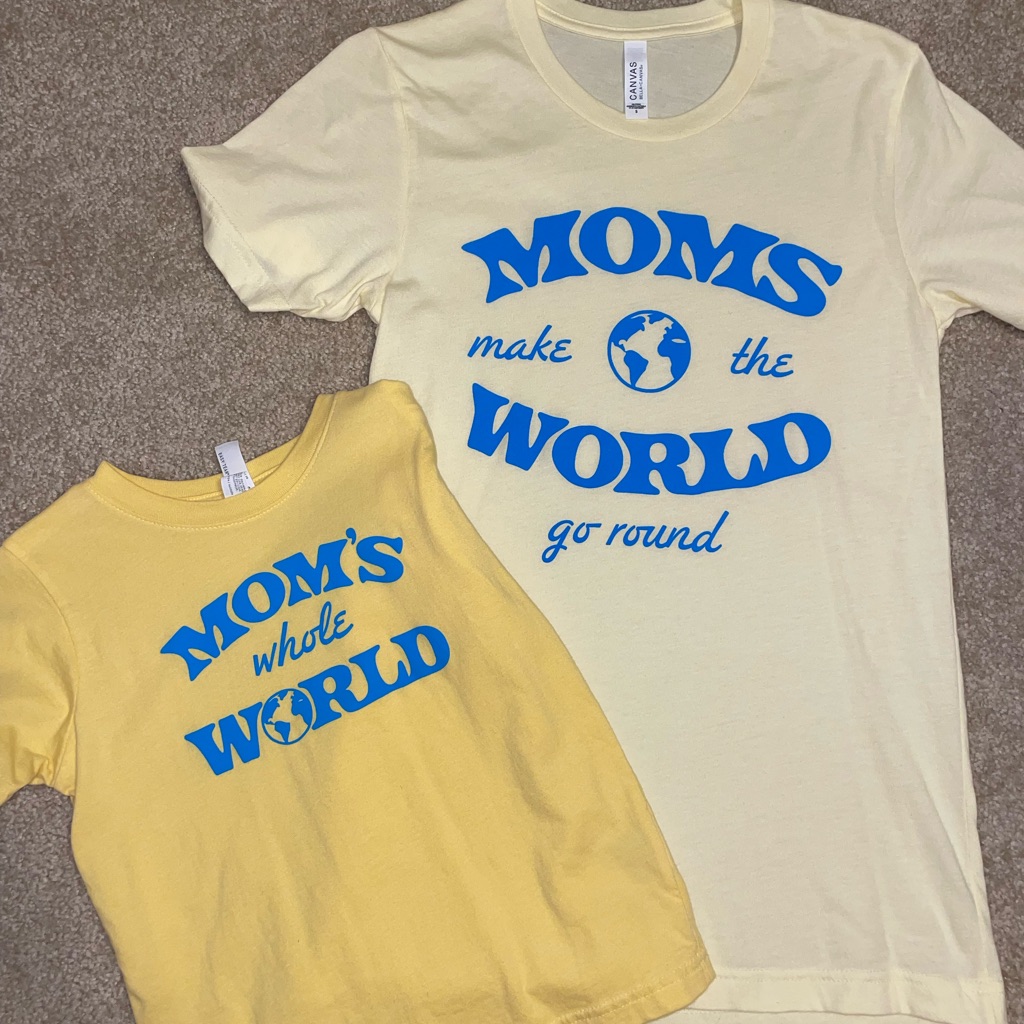 Yellow And Cream Mama+Mini T-Shirts
